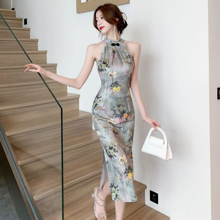 【dress】ノースリーブエレガントスリットデートワンピース　M17176