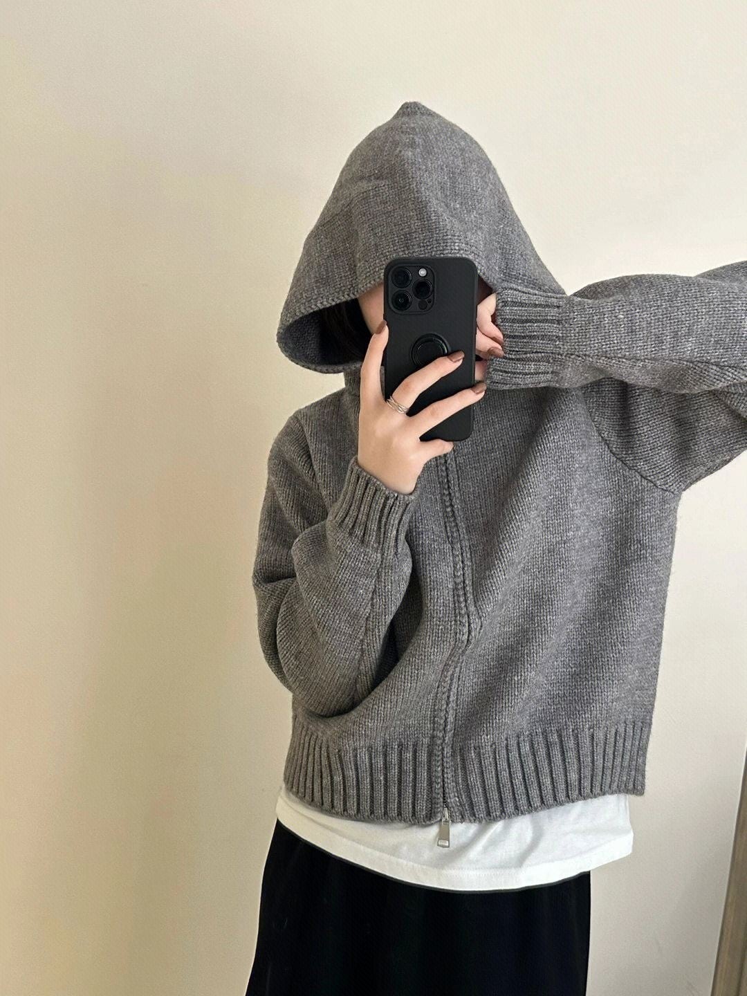 【outer】Wジップフーディーニットカーディガン　M17805