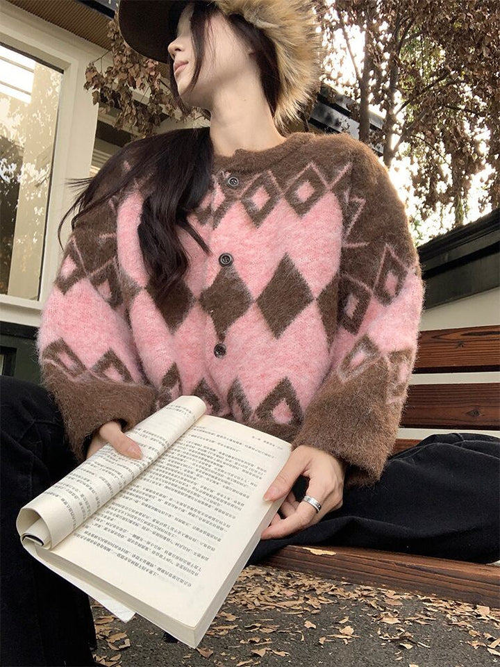 【outer】ダイヤモンドニットカーデ　M27738