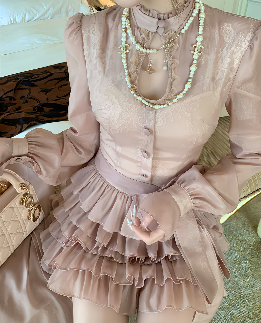 【dress】ビッグリボンティアードミニワンピース　N3326