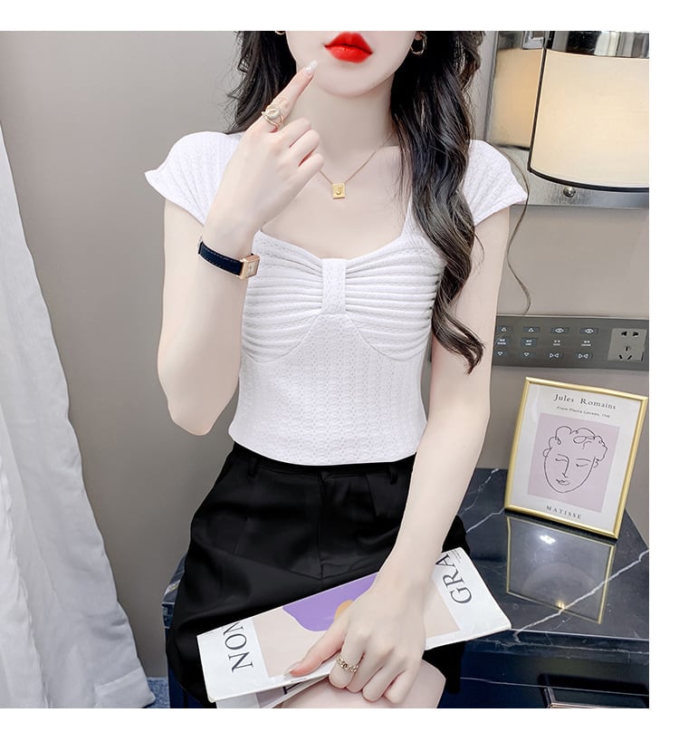 【tops】女子力アップエレガントTシャツ着心地良い　M17340