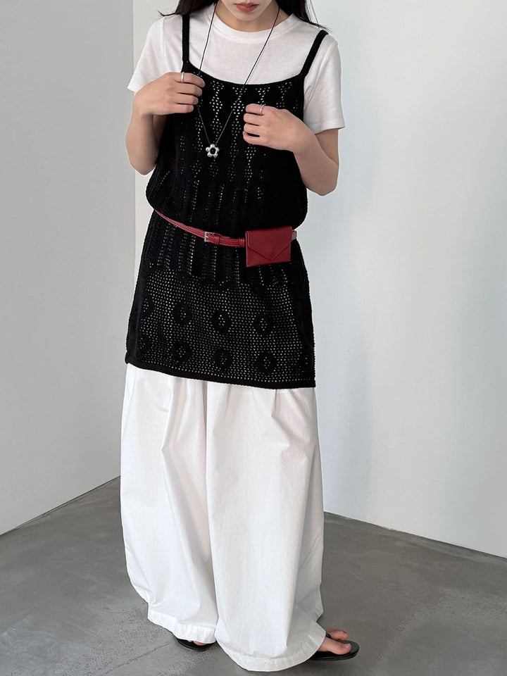 【tops】透かしニットキャミソール Q8326