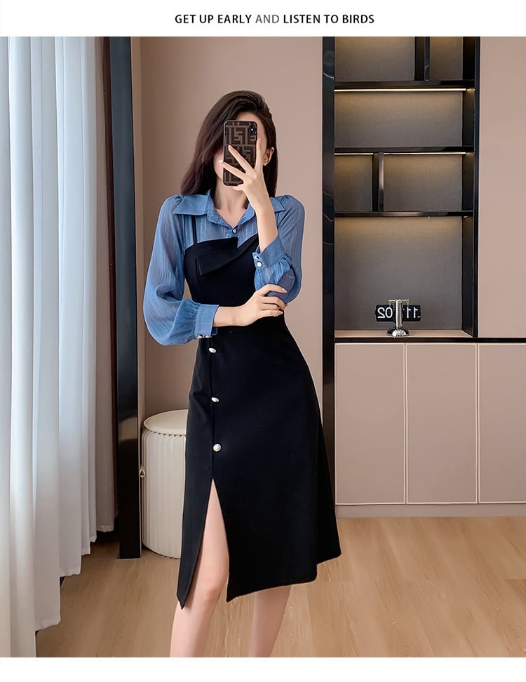 【dress】人気を独占中 切り替えシャツワンピース　M17307