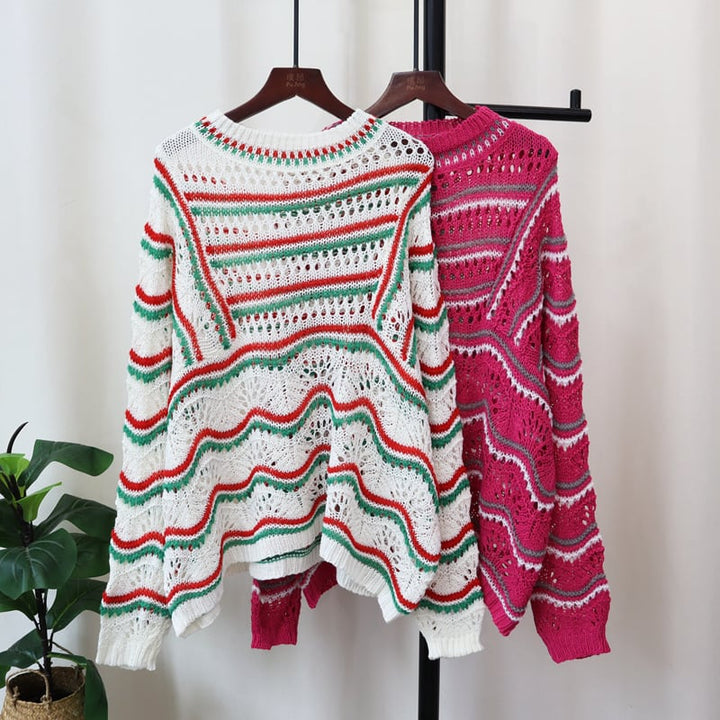 【tops】カットワークニットセーター　M26707
