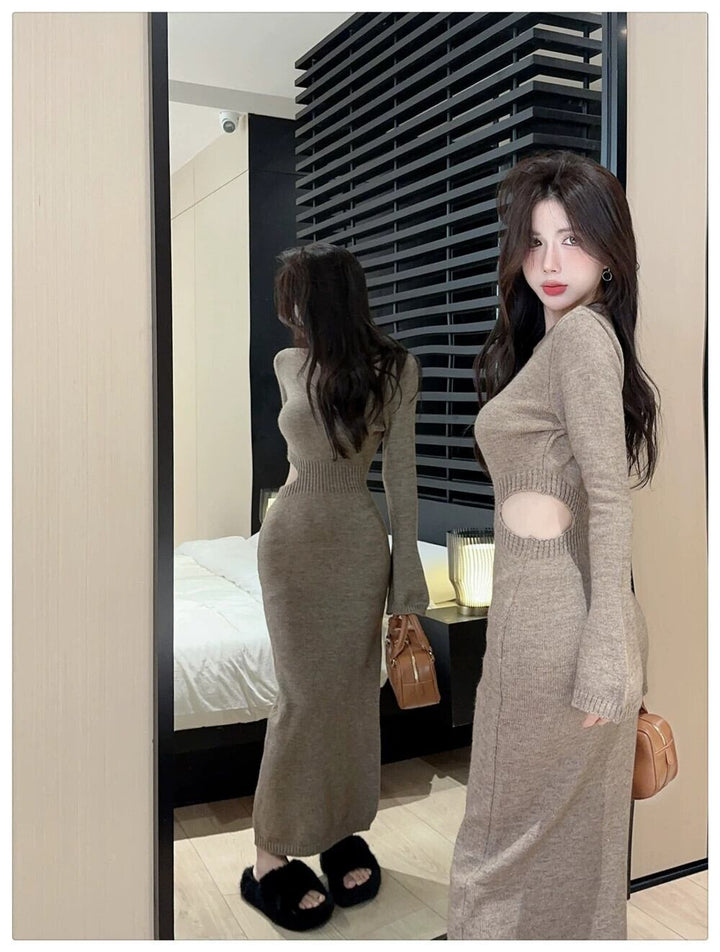 【dress】ウエストカットニットワンピース　N2192