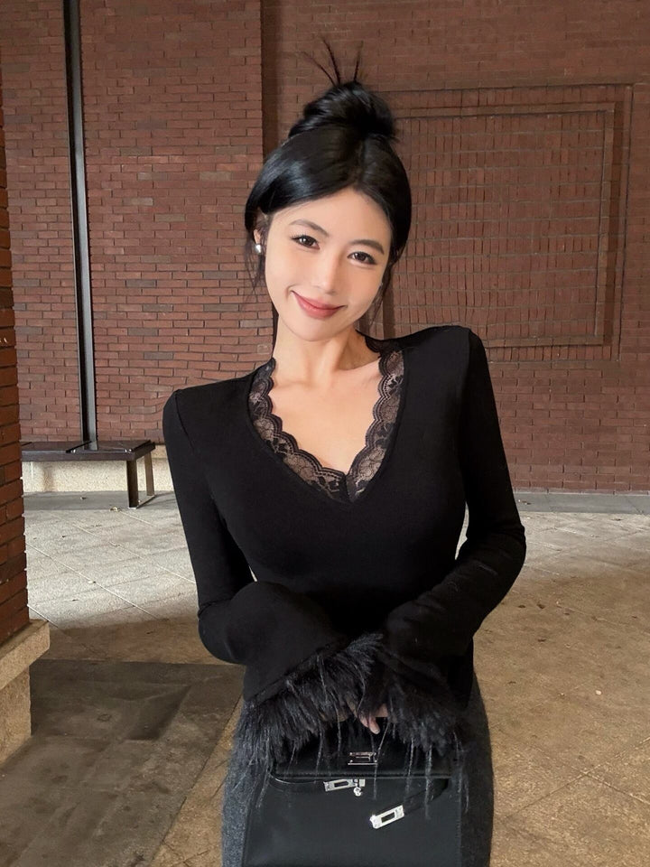 【tops】レースドッキングトップス　M28145