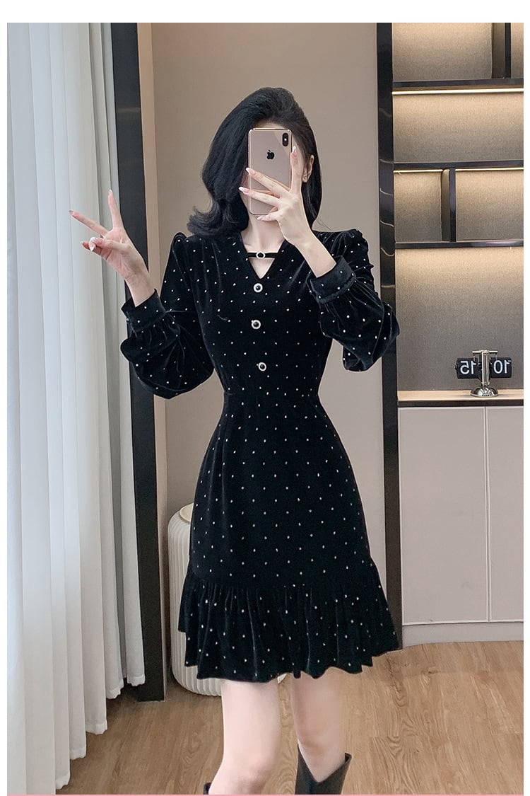 【dress】ドット柄ワンピース　M26485