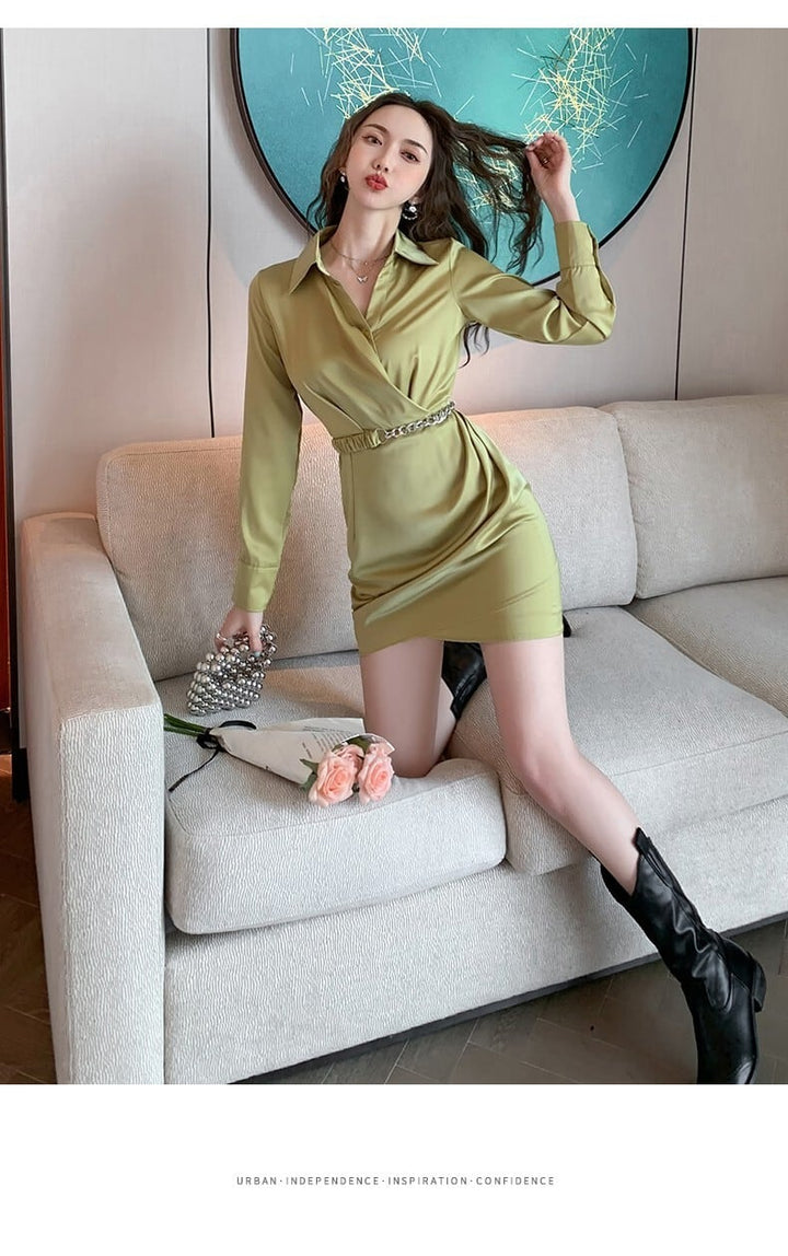 【dress】流行に流されないシャツワンピース着瘦せ　M17099