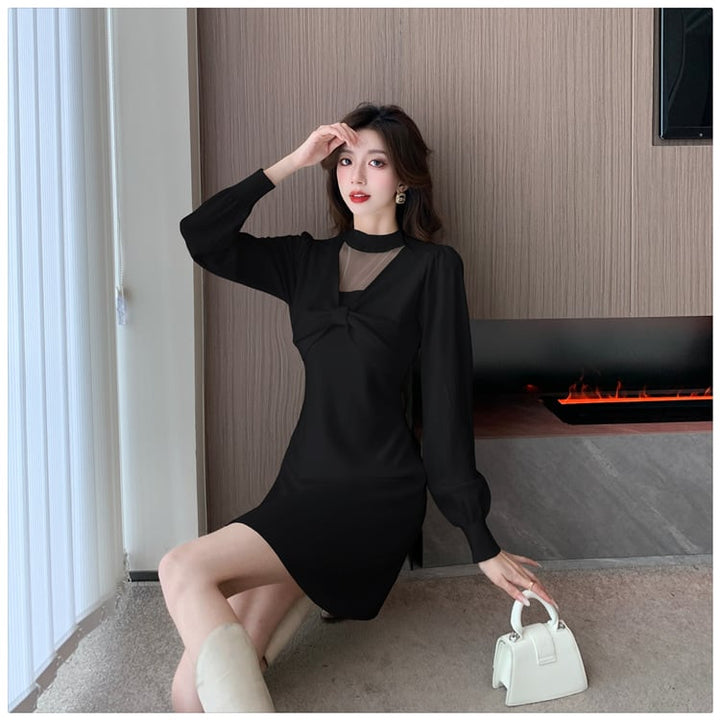 【dress】リボン付きニットワンピース　M18220
