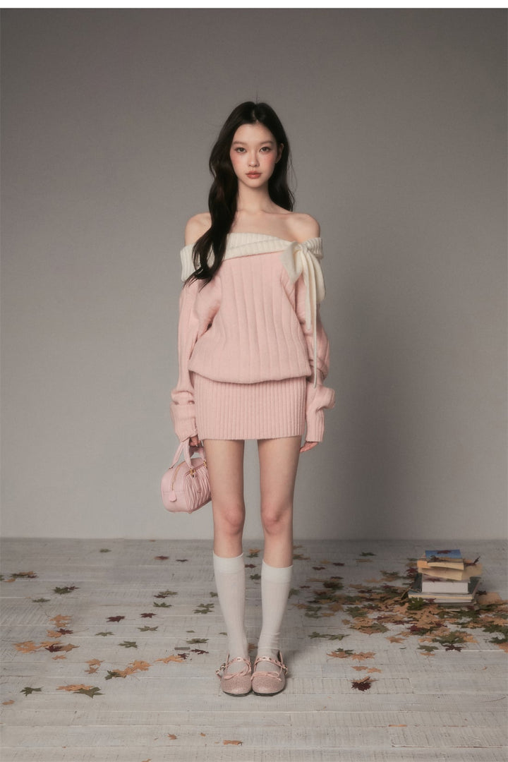 【dress】オフショルリボンミニワンピース　N3482