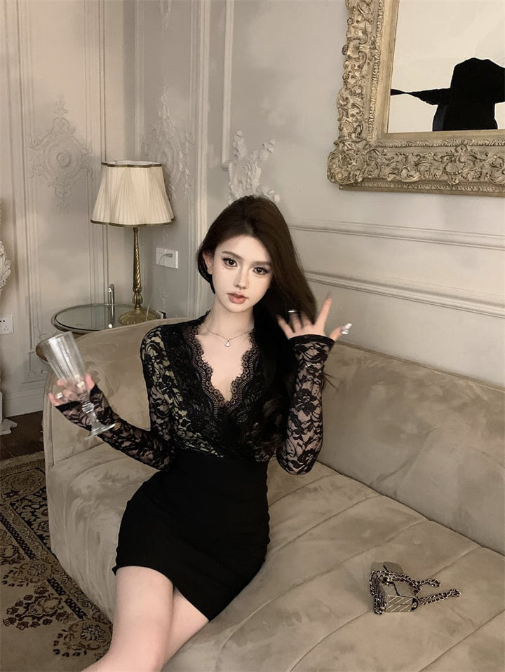 【dress】レース切り替ワンピース　M26542