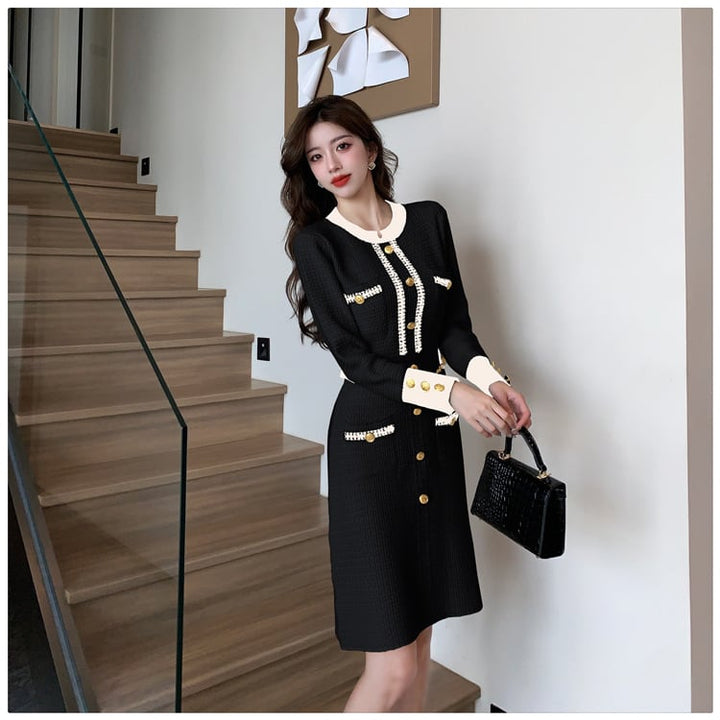 【dress】アウトポケットニットワンピース　M17902