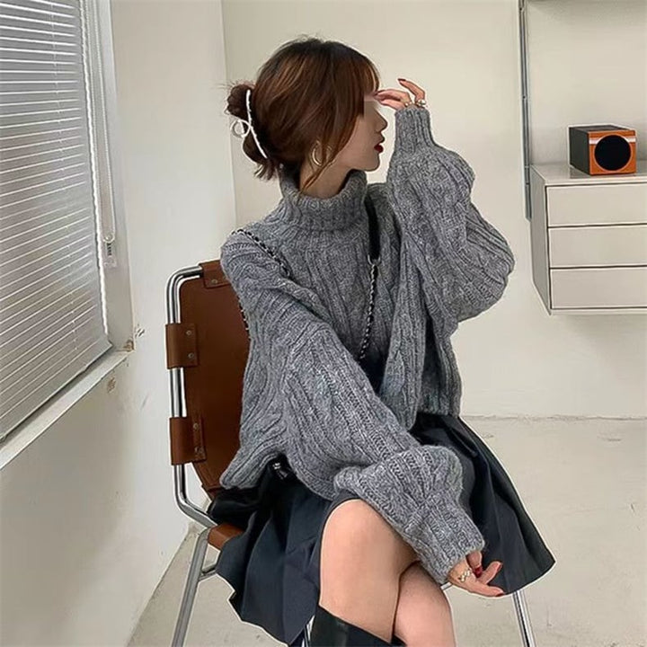 【tops】ハイネックランタンスリーブニットセーター　M17868