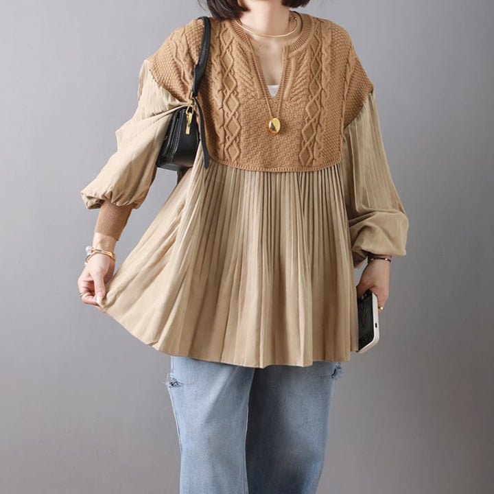 【tops】ニット切り替えトップス　M26842