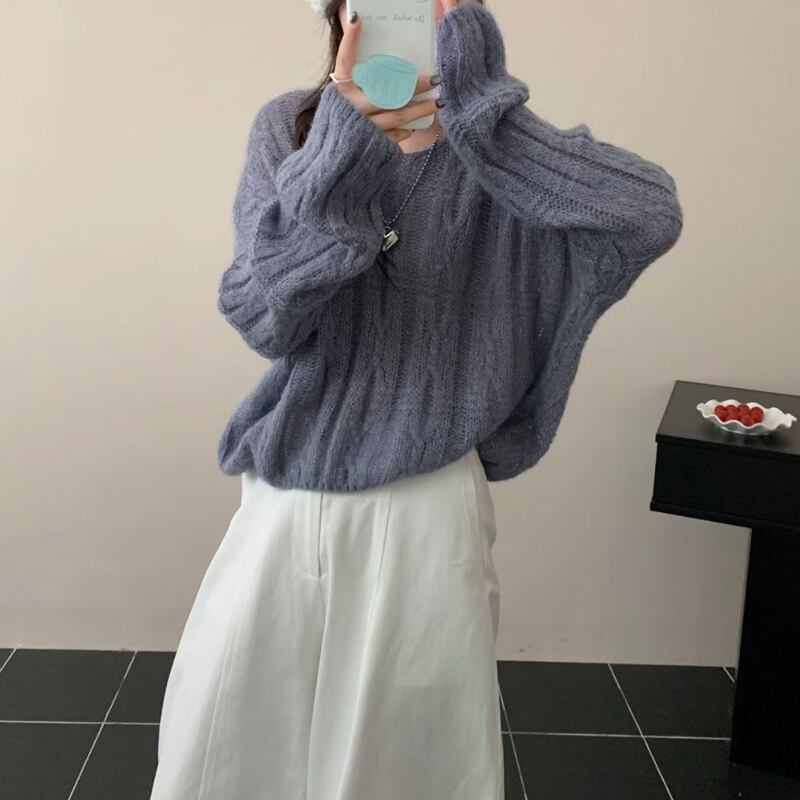 【tops】6色展開ニットトップス Q8158