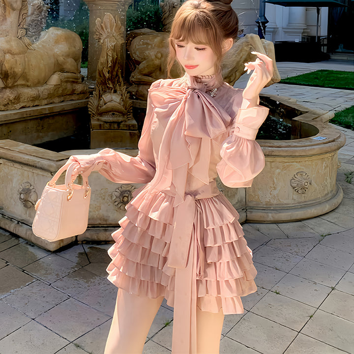 【dress】ビッグリボンティアードミニワンピース　N3326