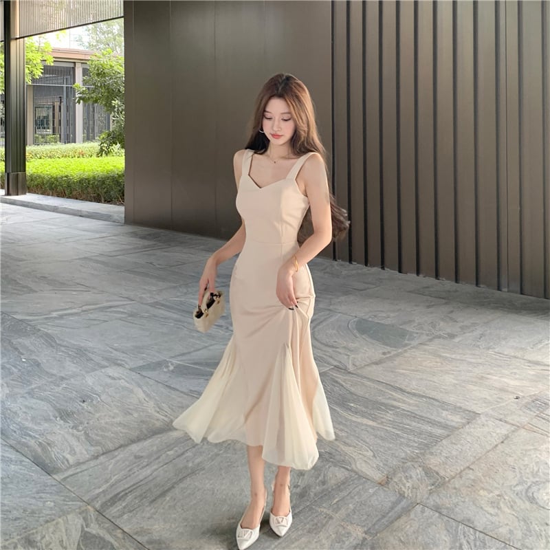 【dress】チュールコンビマーメイドワンピース　M29499