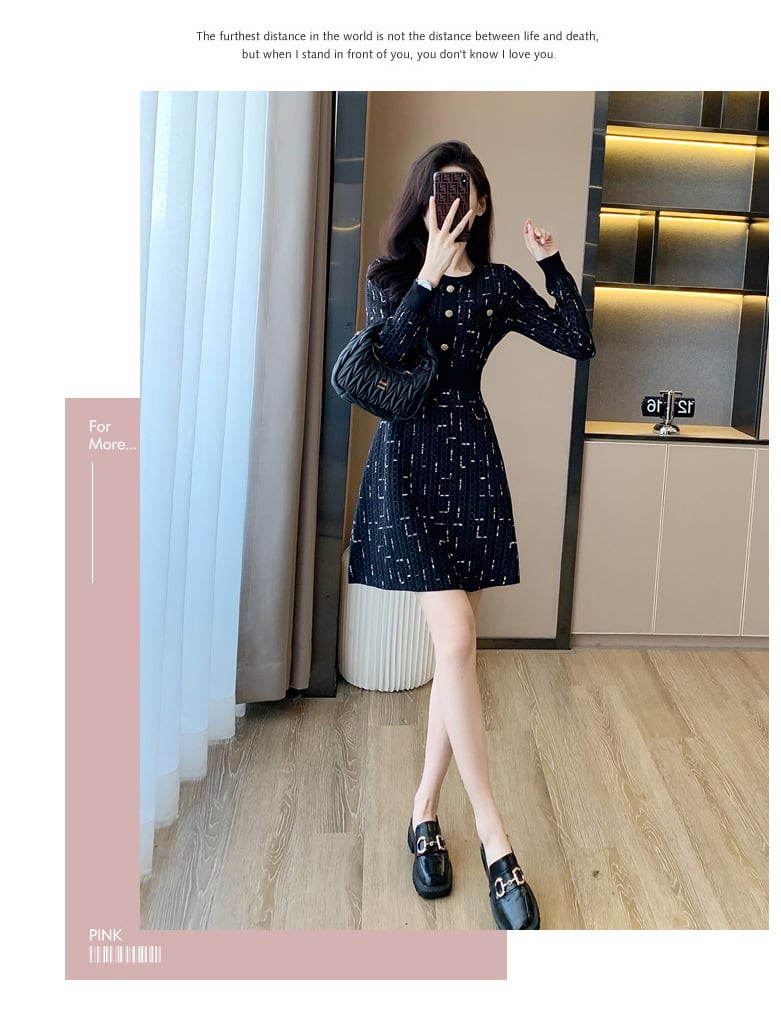 【dress】ボタンデザインニットワンピース　M18257