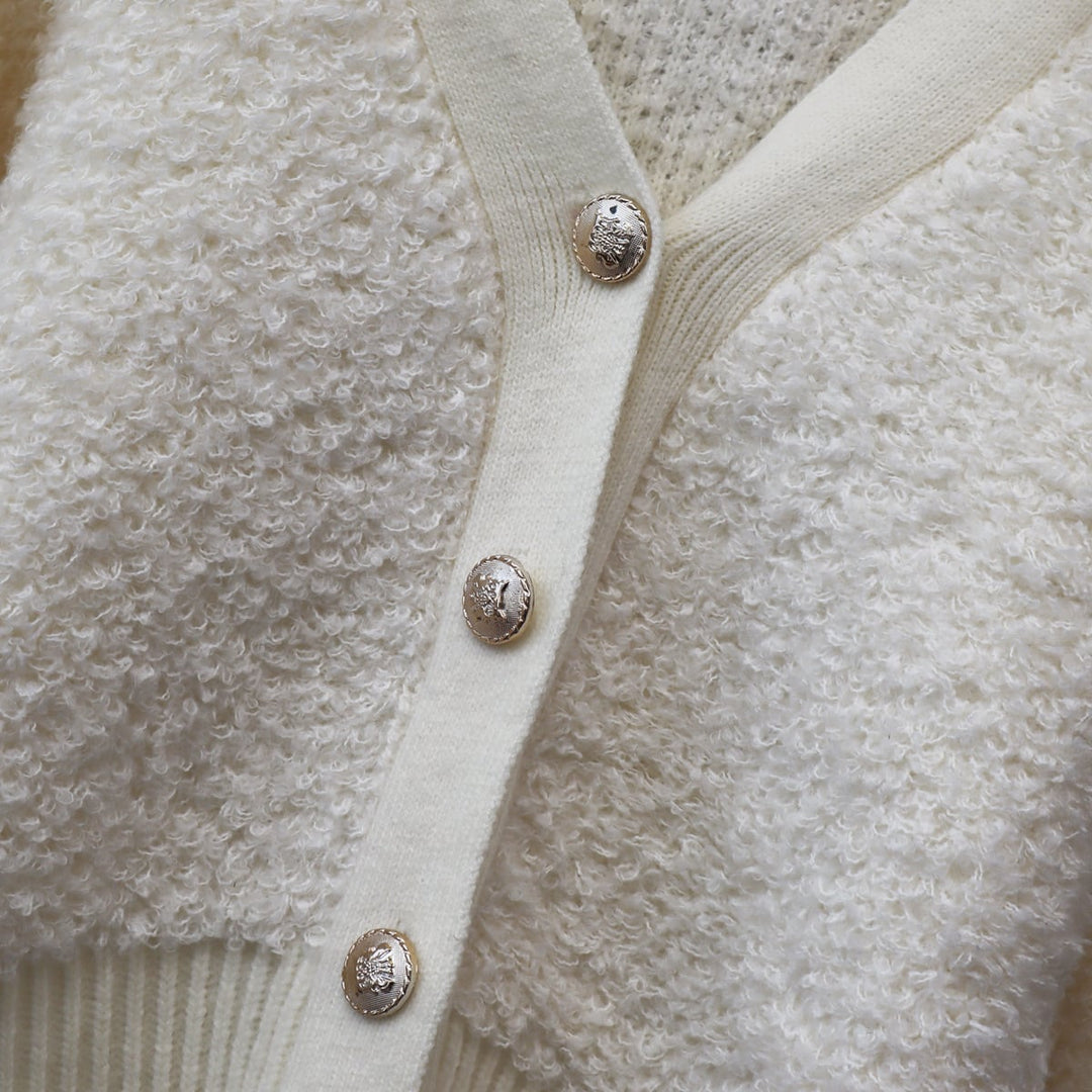 【outer】シャギーVネックニットカーデ　M18175