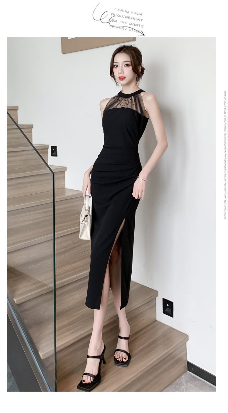 【dress】おしゃれ！ノースリーブスリットワンピース　M17226