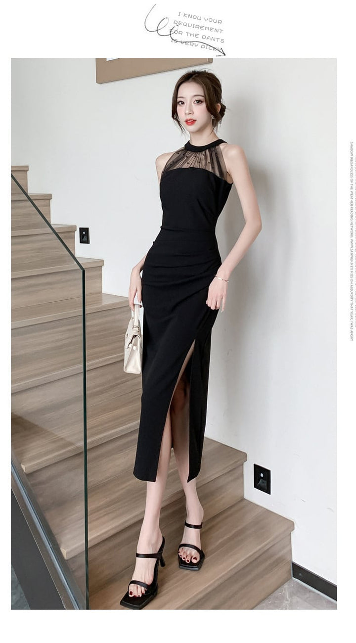 【dress】おしゃれ！ノースリーブスリットワンピース　M17226