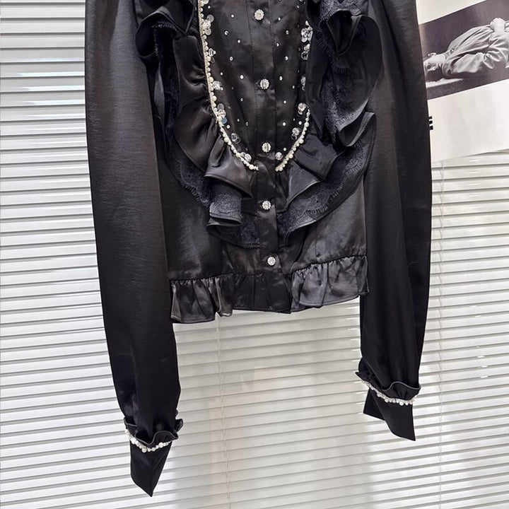 【tops】ギャザーフリルシャツ Q7606