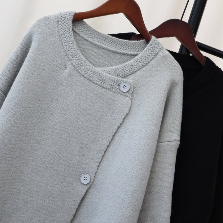 【outer】ロング丈ボタンデザインニットカーデ　M18191