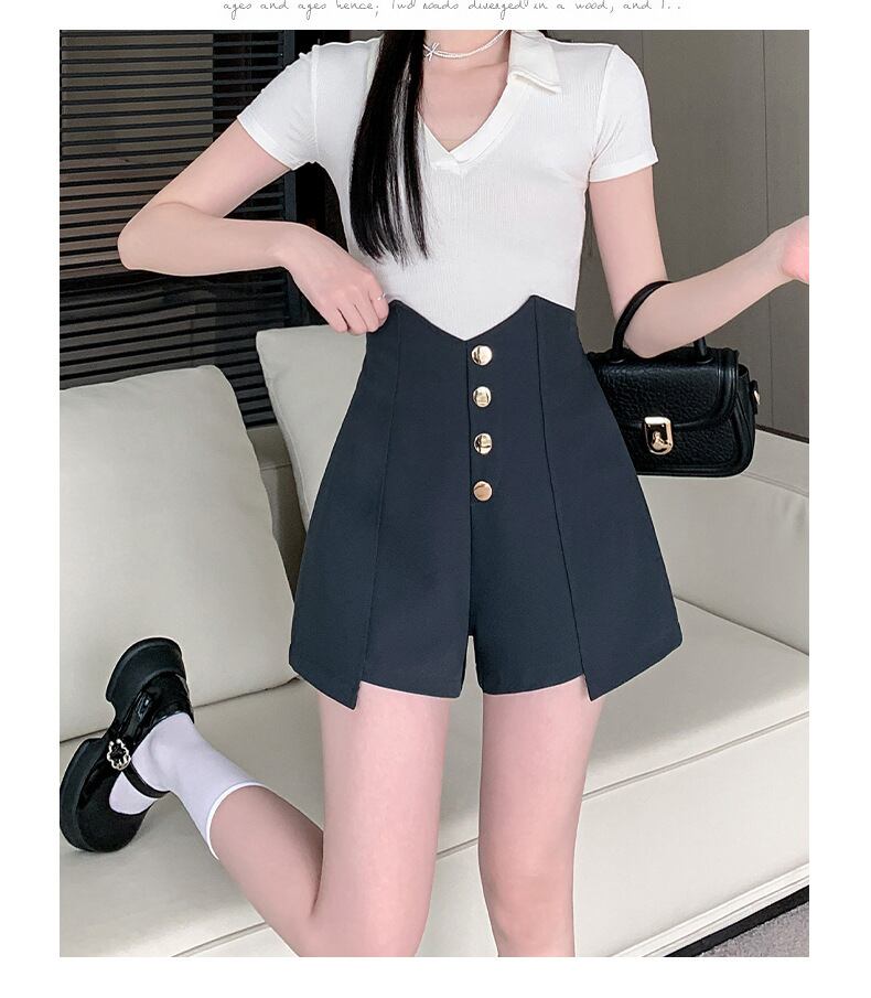 【bottoms】ハイウエストショートパンツ　M29466