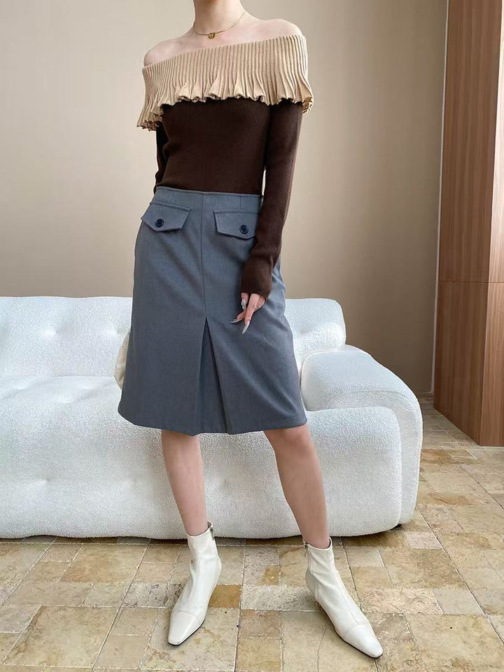 【tops】オフショルニットトップス　K0656