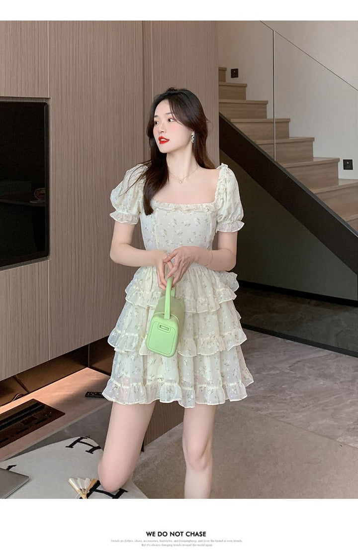 【dress】細身効果抜群♪スウィート花柄ワンピースオシャレ　M16846