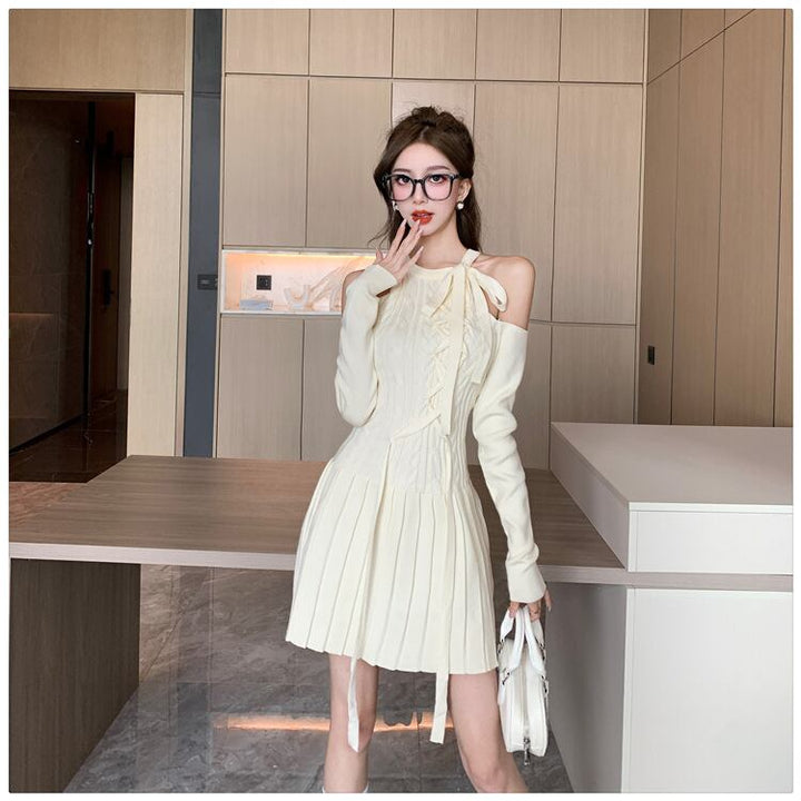 【dress】オフショルダーニットワンピース　M18533