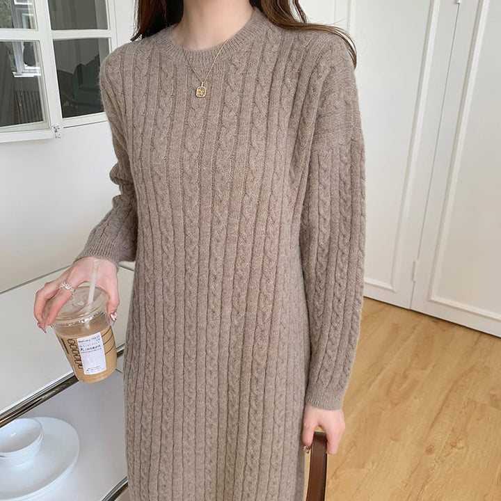 【dress】韓国系無地ニットワンピース着心地良い　M17658