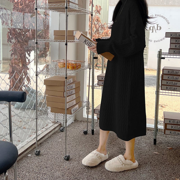 【dress】無地ニットワンピース　M18235