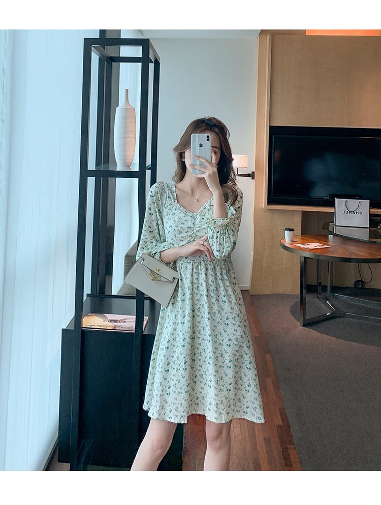 【dress】好感度UP一目惚れ清新花柄ワンピースオシャレ　M17068