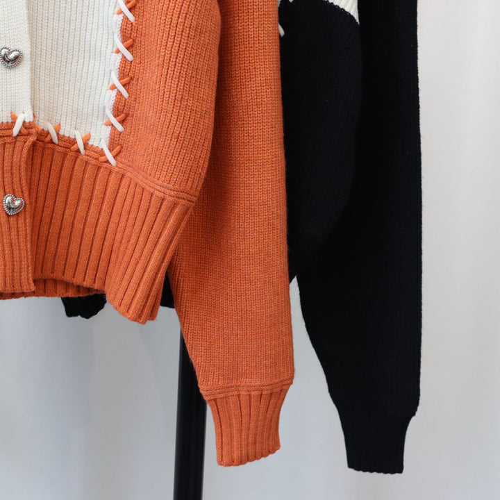 【outer】配色Vネックニットカーデ　M18263