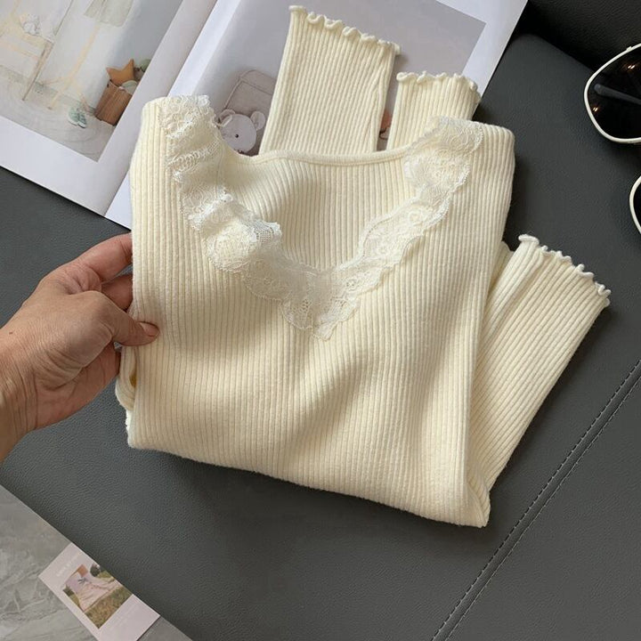 【tops】レース切り替えニットトップス　M27213