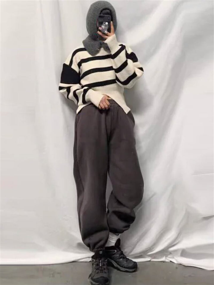 【tops】ボーダー柄ニットセーター　M18448