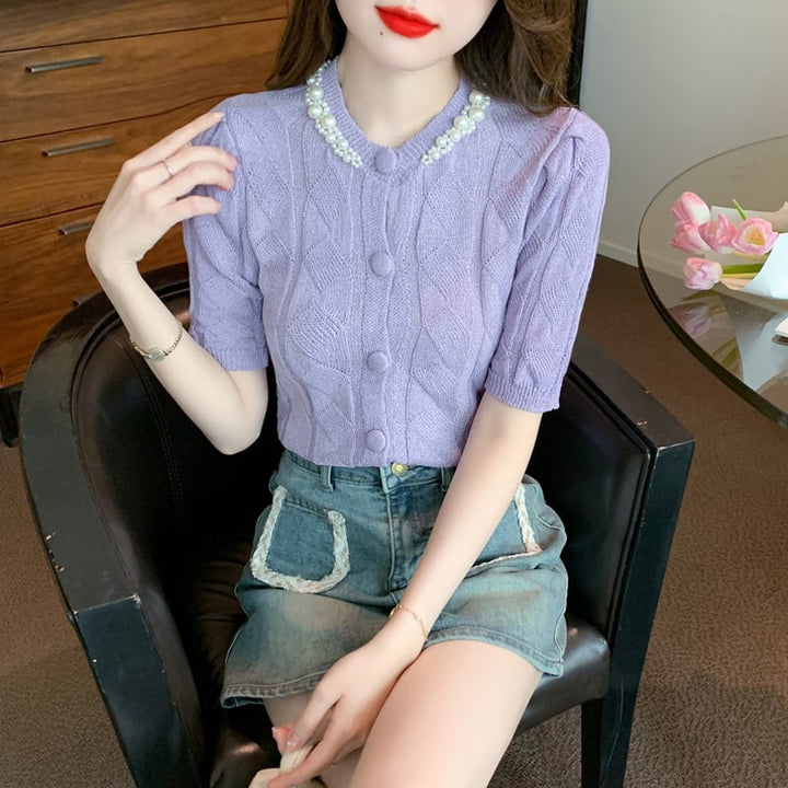 【tops】存在感 スウィートオシャレ薄手ニットトップス　M16839