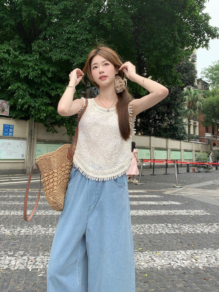 【set】ノースリーブトップス×ワイドパンツセット　M24138