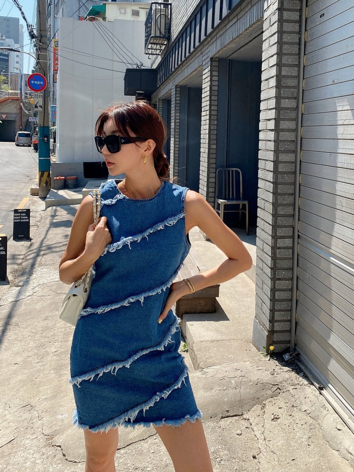 【dress】ノースリーブデニムワンピース　M23984