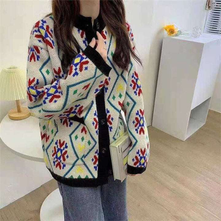 【outer】ボーダー柄ニットカーデ　M18741