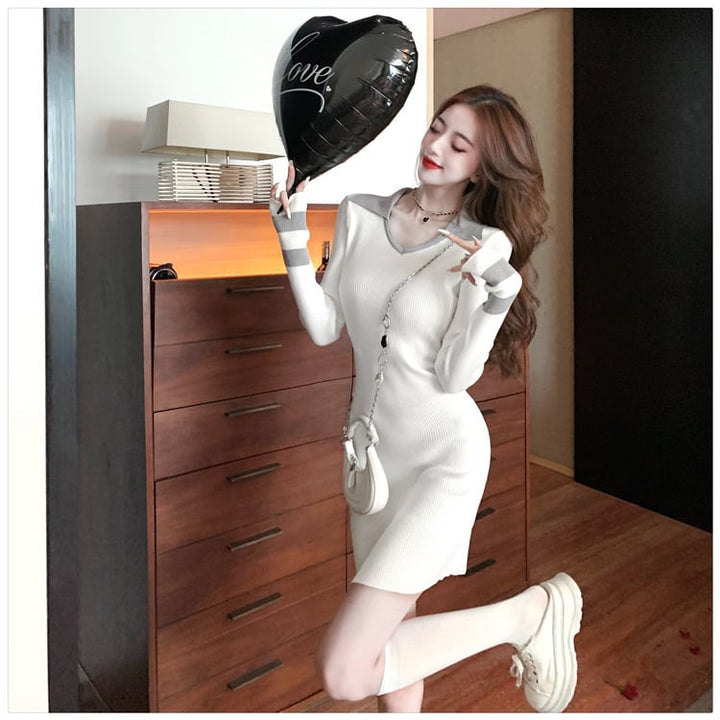 【dress】大人らしい ニットワンピース韓国系着心地良い　M17539