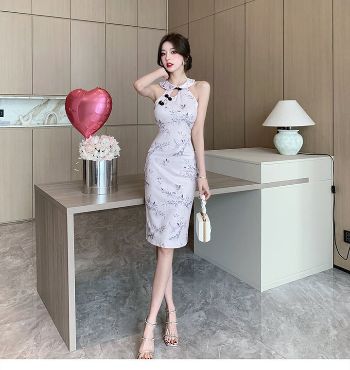 【dress】おしゃれ大人気ノースリーブプリントワンピース　M17177