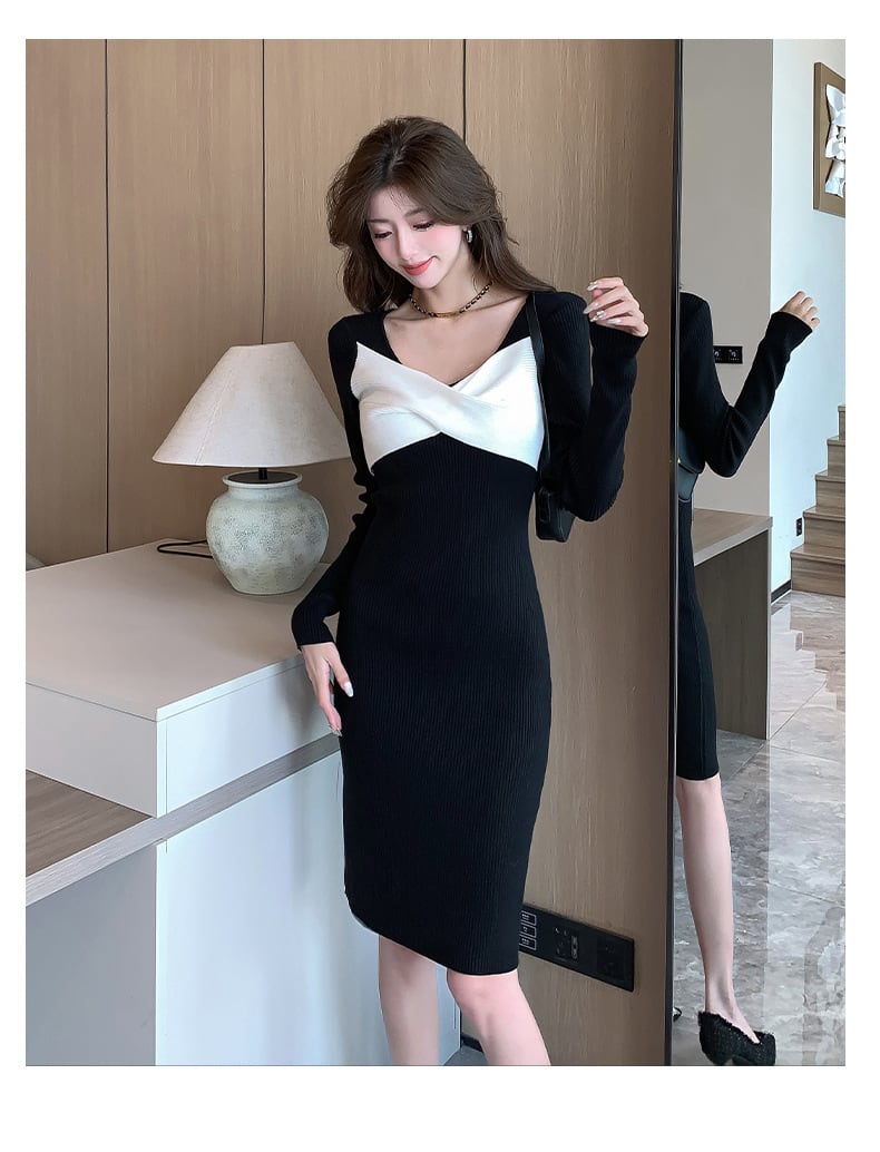 【dress】人気上昇中 chicファッションニットワンピース　M17606