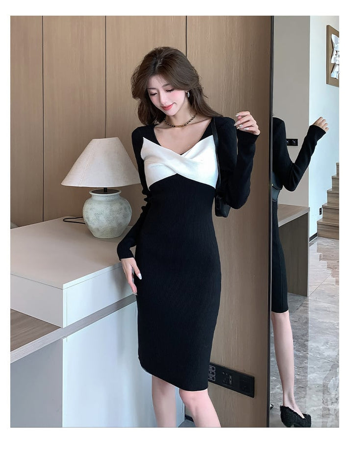 【dress】人気上昇中 chicファッションニットワンピース　M17606