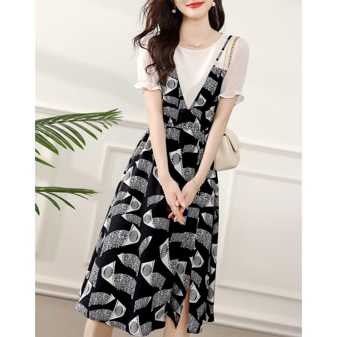 【dress】大人らしい エレガント切り替えワンピース　M16811
