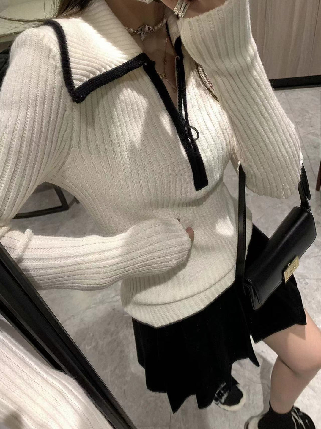 【tops】ファスナーニットトップス　M26552