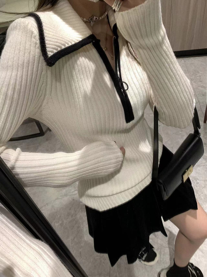 【tops】ファスナーニットトップス　M26552