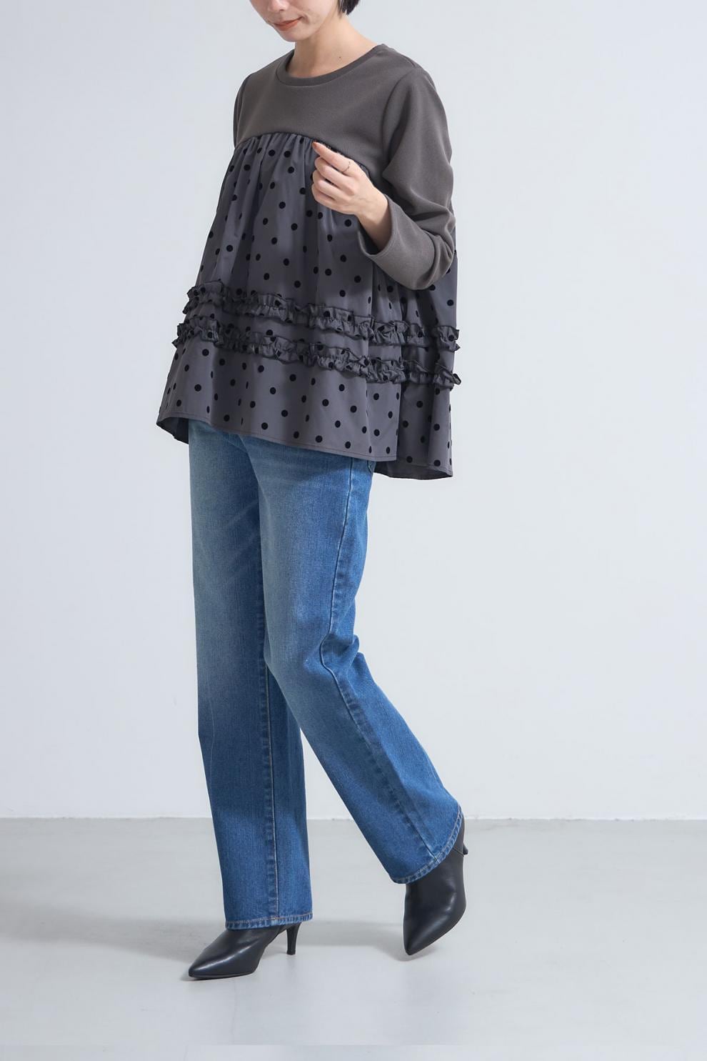【tops】ドット柄プルオーバー　M28043