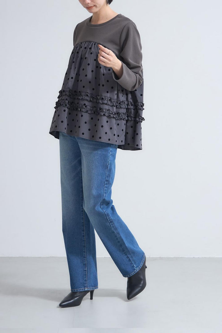 【tops】ドット柄プルオーバー　M28043